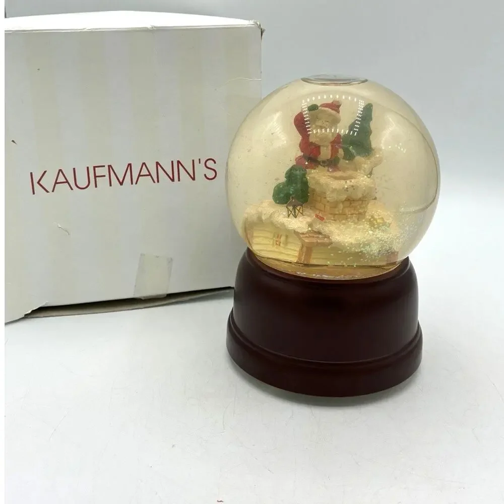 Vintage Santa Chimney Musical Snow Globe Motion Plastic Base